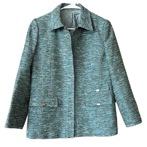 Jackets & Blazers - Vintage‎ Leilian Teal Wool Jacket Size 9 (Large)